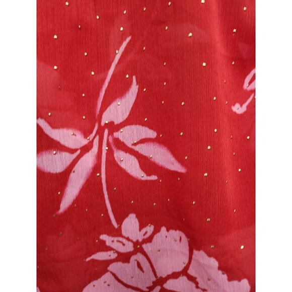 INC International Concepts Womens Top Large Red Floral Chiffon BOHO Bell Sleeve - Picture 4 of 10
